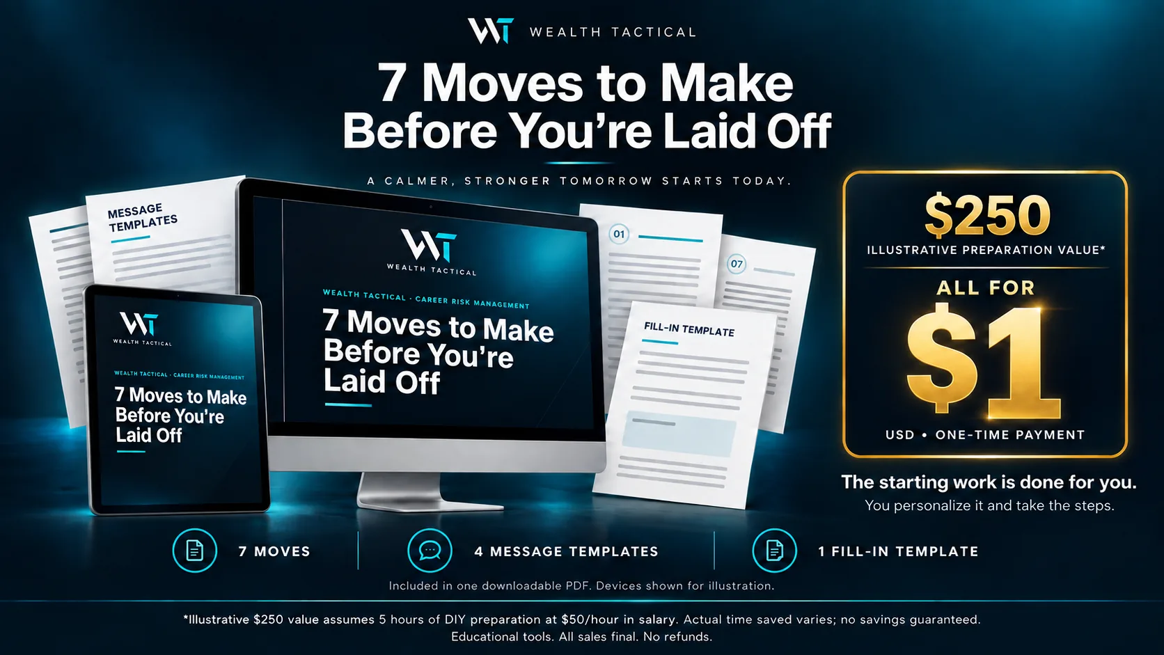 7 Moves to Make Before You’re Laid Off, digital product illustration